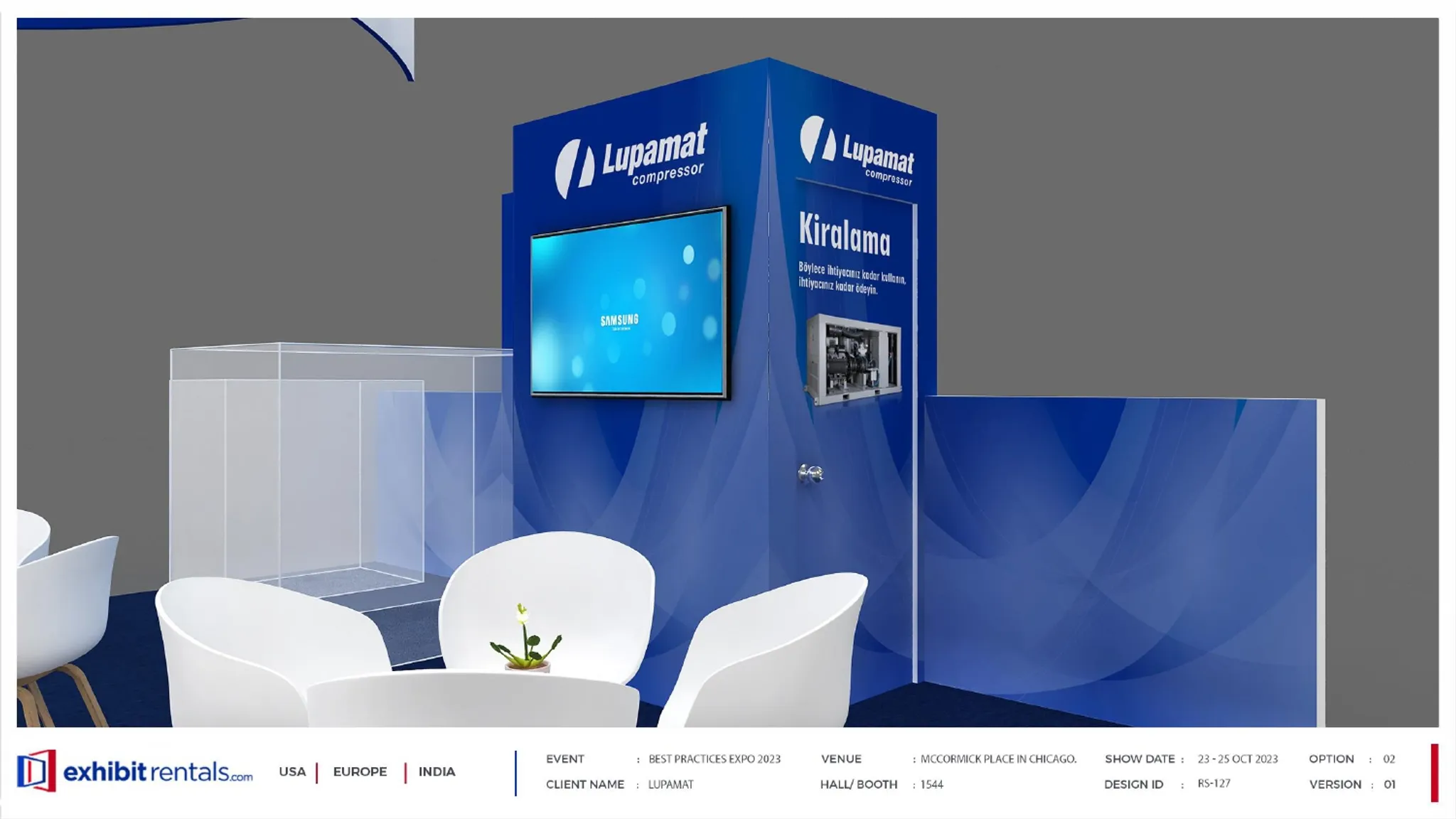 40x40 Peninsula booth design by Exhibit-Rentals